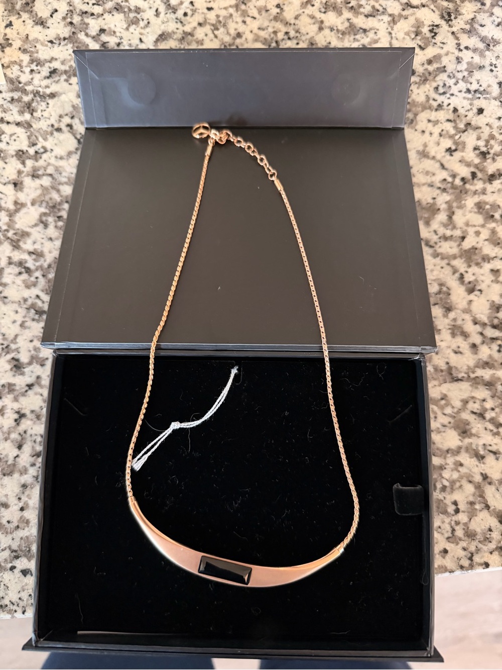Rose Gold Curved Bar Necklace - Women Jewelry